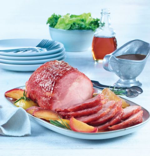 Maple flavour boneless ham, uncooked, cured, ready to roast