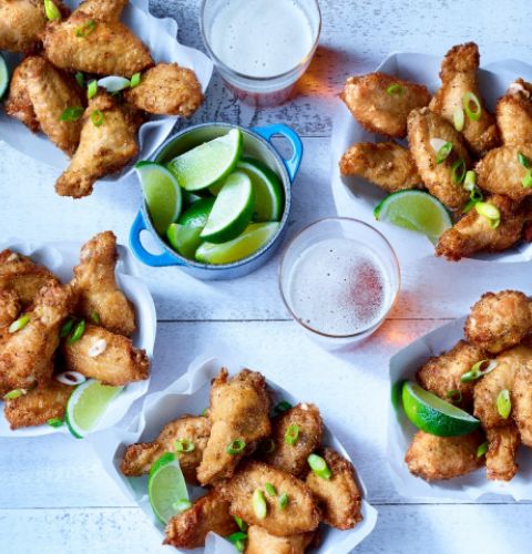 Large salt and pepper chicken wings, cut-up, fully cooked (seasoned)